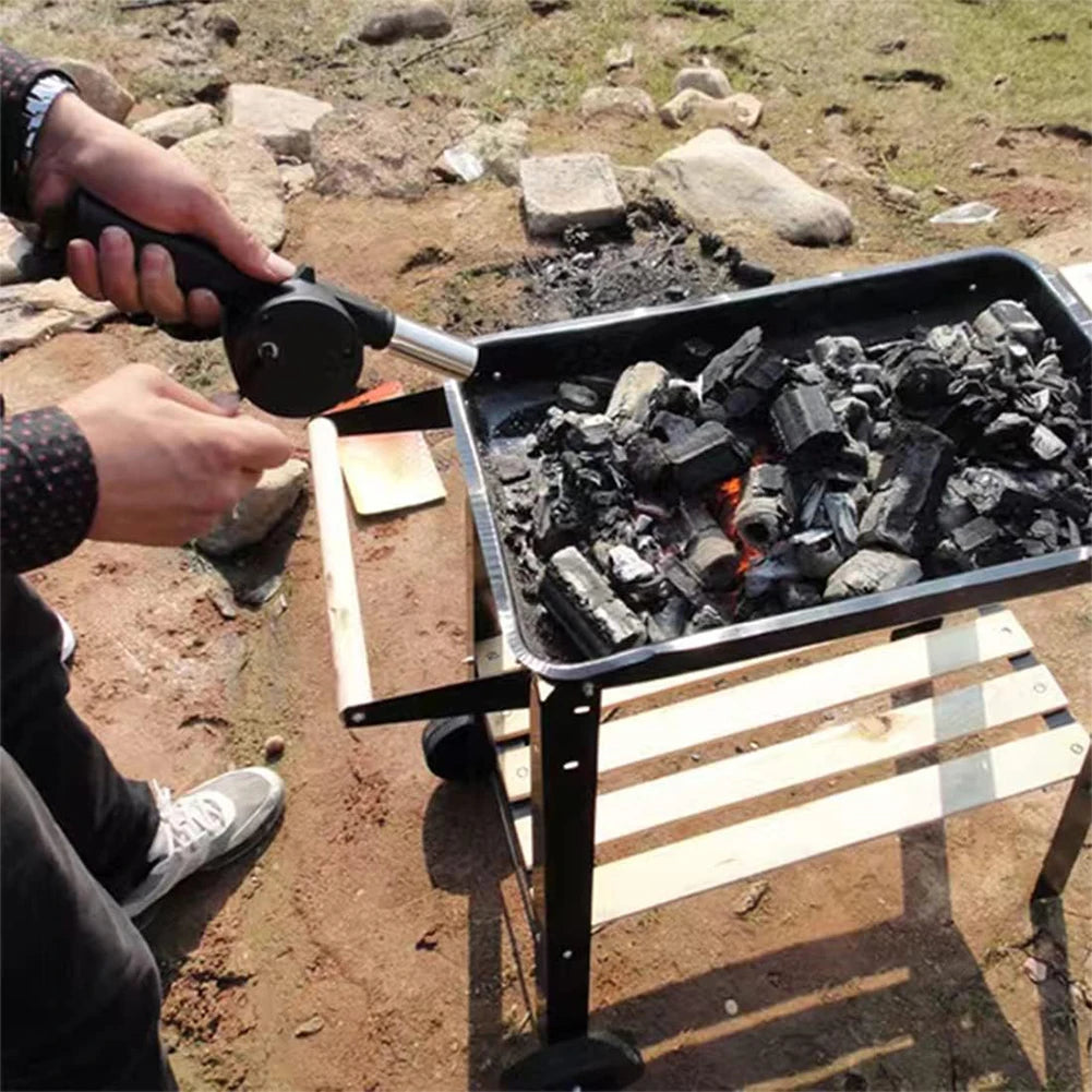 Outdoor Barbecue Fan Hand-cranked Air Blower Portable BBQ Grill Fire Bellows Tools Picnic Camping Accessories Barbeque