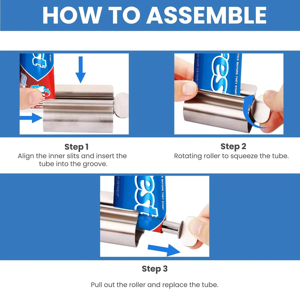 Bathroom Accessories Toothpaste Squeezer Tube Roller Stainless Steel Wringer Roller Rotate Dispenser for Ointments Cosmetics