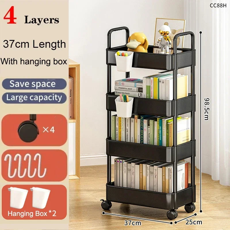 Kitchen Organizers And Storage Rack Mobile Rolling Cart Bookshelf  For Bedroom  Bathroom Trolley Organizer Gap Storage Rack