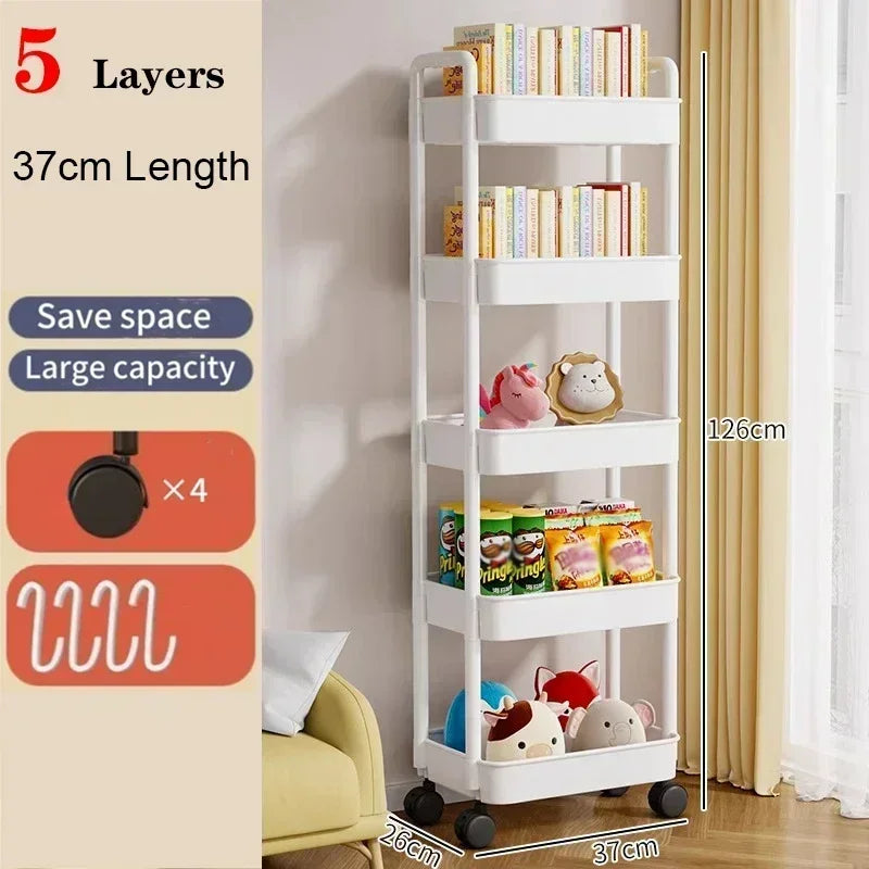 Kitchen Organizers And Storage Rack Mobile Rolling Cart Bookshelf  For Bedroom  Bathroom Trolley Organizer Gap Storage Rack