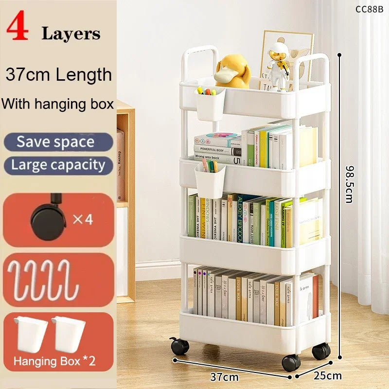 Kitchen Organizers And Storage Rack Mobile Rolling Cart Bookshelf  For Bedroom  Bathroom Trolley Organizer Gap Storage Rack