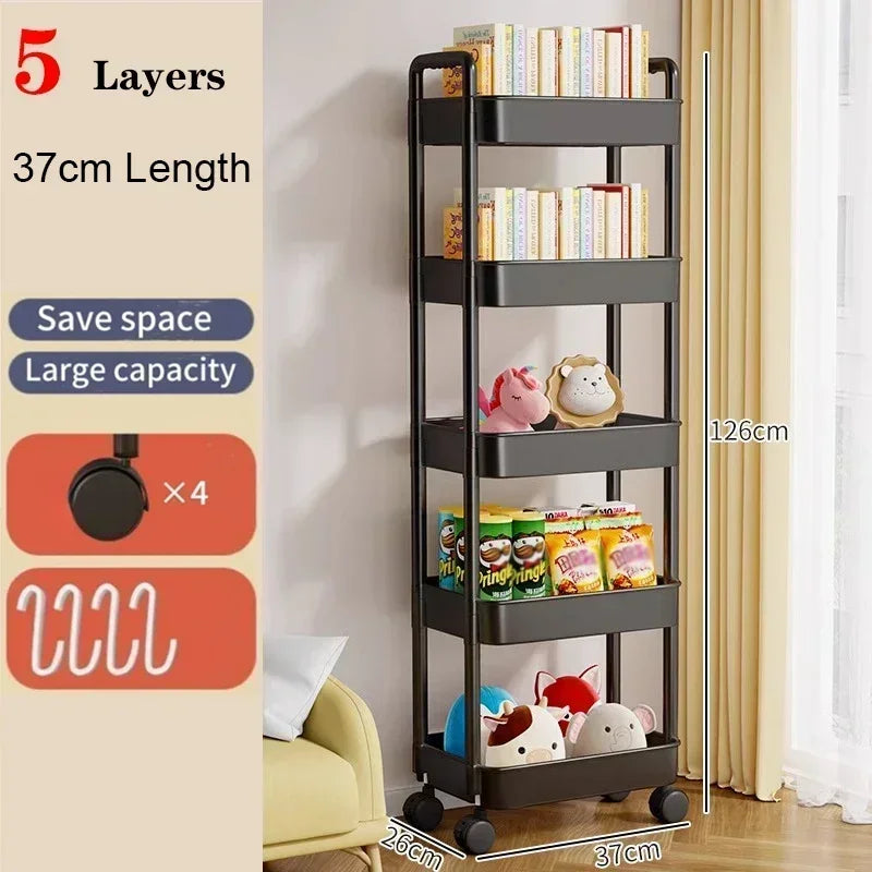 Kitchen Organizers And Storage Rack Mobile Rolling Cart Bookshelf  For Bedroom  Bathroom Trolley Organizer Gap Storage Rack