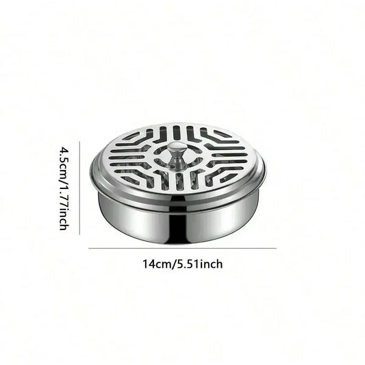 Stainless Steel Mosquito Coil Tray With Cover Large Portable Mosquito Coil Holder Box Mosquito Incense Coil Home Office Camping
