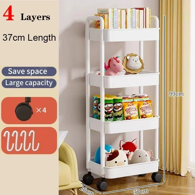 Kitchen Organizers And Storage Rack Mobile Rolling Cart Bookshelf  For Bedroom  Bathroom Trolley Organizer Gap Storage Rack